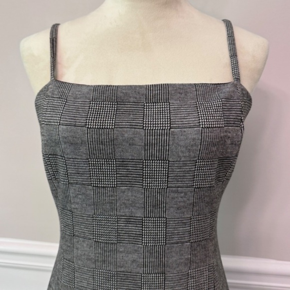 Forever 21 Plaid Square Neck‎ Mini Dress Spaghetti Strap Bodycon Academia - Picture 4 of 14